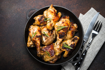 baked chicken top view.