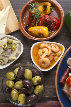 Spanish tapas on table