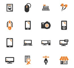 Supermarket electronic icons set