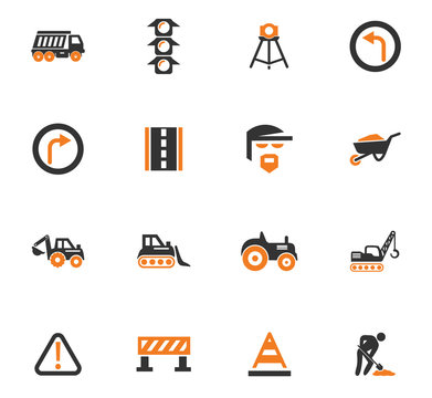 Road repair icon set