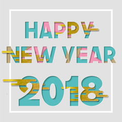 Happy New Year 2018 gold cutout greeting card