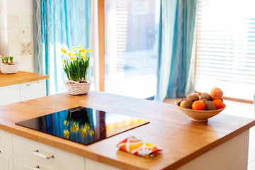 Flowers on kitchen counter