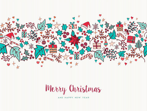 Christmas and new year nature holiday pattern card