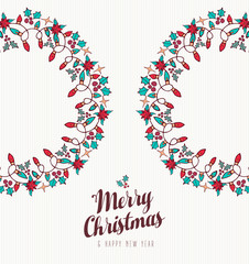 Christmas and new year hand drawn wreath ornament