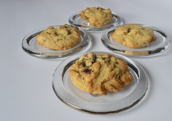 Homemade delicate butter cookies with chocolate drops and dried dates