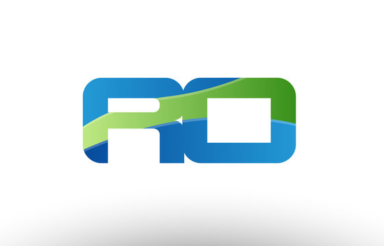 blue green ro r o alphabet letter logo combination icon design