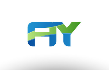 blue green ay a y alphabet letter logo combination icon design