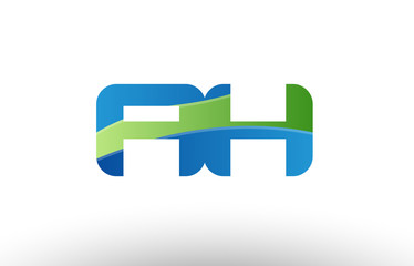 blue green ah a h alphabet letter logo combination icon design