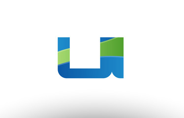 blue green ui u i alphabet letter logo combination icon design