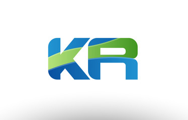 blue green kr k r alphabet letter logo combination icon design