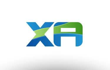 blue green xa x a alphabet letter logo combination icon design