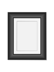 Vector realistic black photo frame  mock up isolated on white background. 3d vertical empty wall picture frame mockup illustration for your design. Standing poster template for your presentation