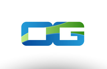 blue green og o g alphabet letter logo combination icon design