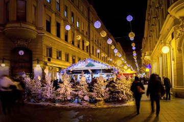 Fototapeta na wymiar Christmas lights as part of Advent in Zagreb