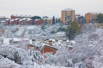 ROME COVERED BY SNOW: PORTUENSE DISTRICT VIEW