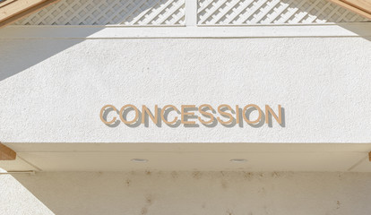 Concession stand sign on building isolated