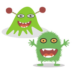 Friendly cartoon monsters. Vector illustration.