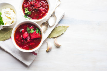 Traditional ukrainian beet soup