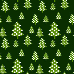 Christmas seamless pattern with christmas tree and snowflakes, vector background