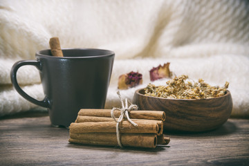 Cinnamon Sticks And Dried Linden Tea