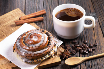 Coffee and fresh bun