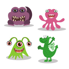 A set of cartoon monsters.