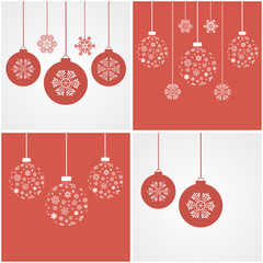 Snowflakes and balls. Vector illustration.