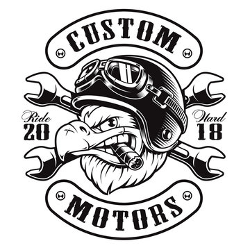 Eagle biker t-shirt design (monochrome version)