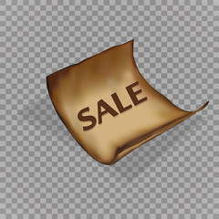 Old scroll paper on vintage wooden background