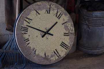 Distressed antique wall clock