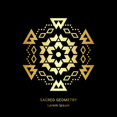 Sacred geometry style symbol. Sacral geometric outline sign. Line art golden element. EPS 10 linear design vector illustration.
