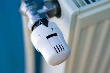 Radiator thermostat valve close up