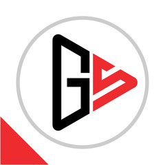 logo icon play button shape with combination of G & S initials