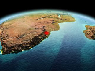 Fototapeta premium Swaziland on planet Earth in space