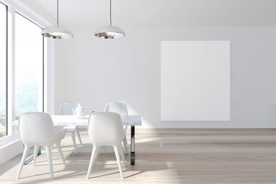 White dining room interior, poster