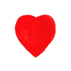 Hand-drawn painted red heart, vector element for your design