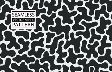 Seamless cow skin fashion pattern. Giraffe, dalmatians dog, zebra, animal fur skin texture pattern.Cow textile print. Camouflage background wallpaper. Seamless black and white vector background. 