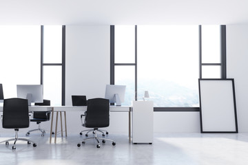 White office with a framed poster