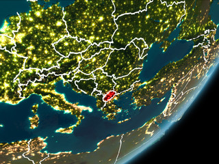 Macedonia on night Earth