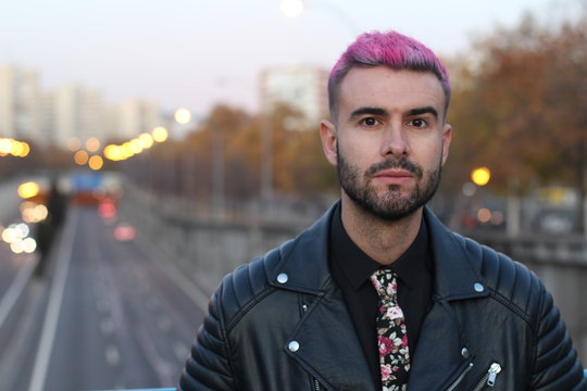 Portrait of handsome man with stylish haircut