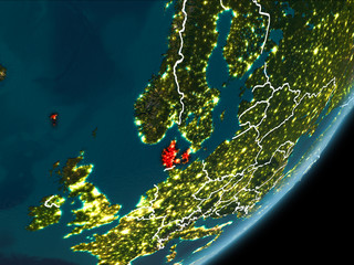 Denmark on night Earth