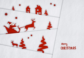 Merry Christmas - paper origami with Santa Claus background ( xmas , holiday )