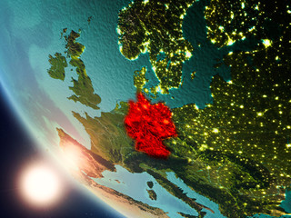 Germany during sunset on Earth