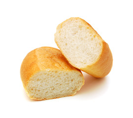 One french roll cut on a white background