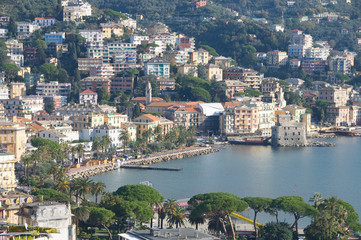 Fototapeta na wymiar Rapallo view - Tigullio gulf - Ligurian sea - Liguria - Italy