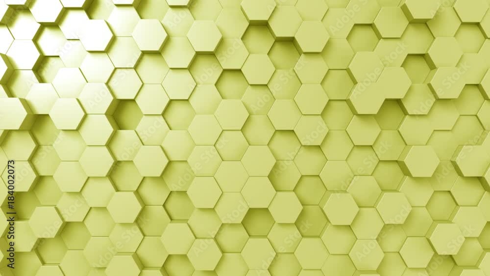 Poster yellow hexagonal motion background, seamless loop
