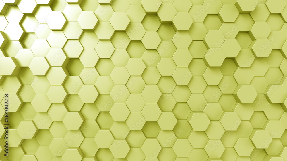 Poster yellow hexagonal background, 3d rendering