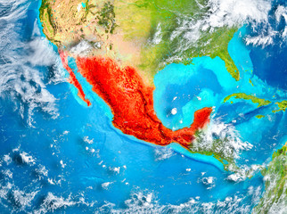 Mexico in red on Earth