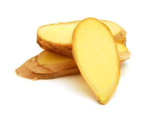fresh ginger on a white background