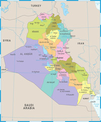 Iraq Map - Detailed Vector Illustration - obrazy, fototapety, plakaty